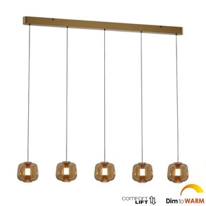 Hanglamp Rosa Rose-Goud - Amber incl. Comfortlift 5 Lichts
