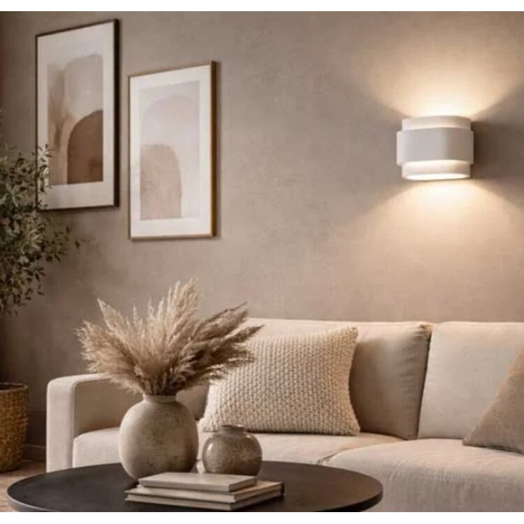 Artdelight Wandlamp Metz  Gips Wit  2 Lichts