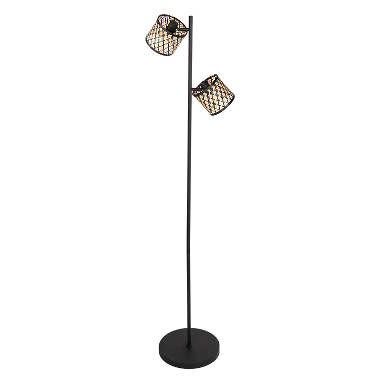 Mexlight  Vloerlamp Sumba Zwart - Bamboe 2 lichts
