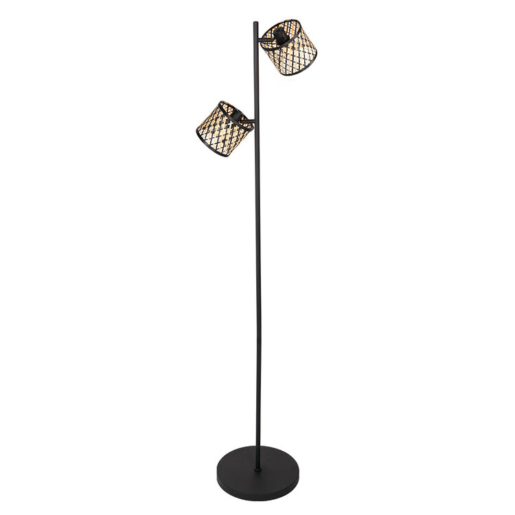Mexlight  Vloerlamp Sumba Zwart - Bamboe 2 lichts
