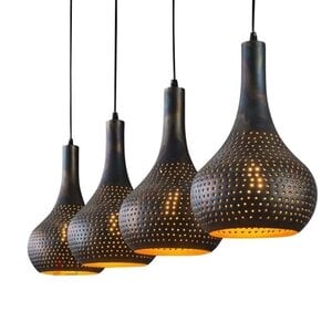 Hanglamp Punch Vintage Black Brown 4 Lichts