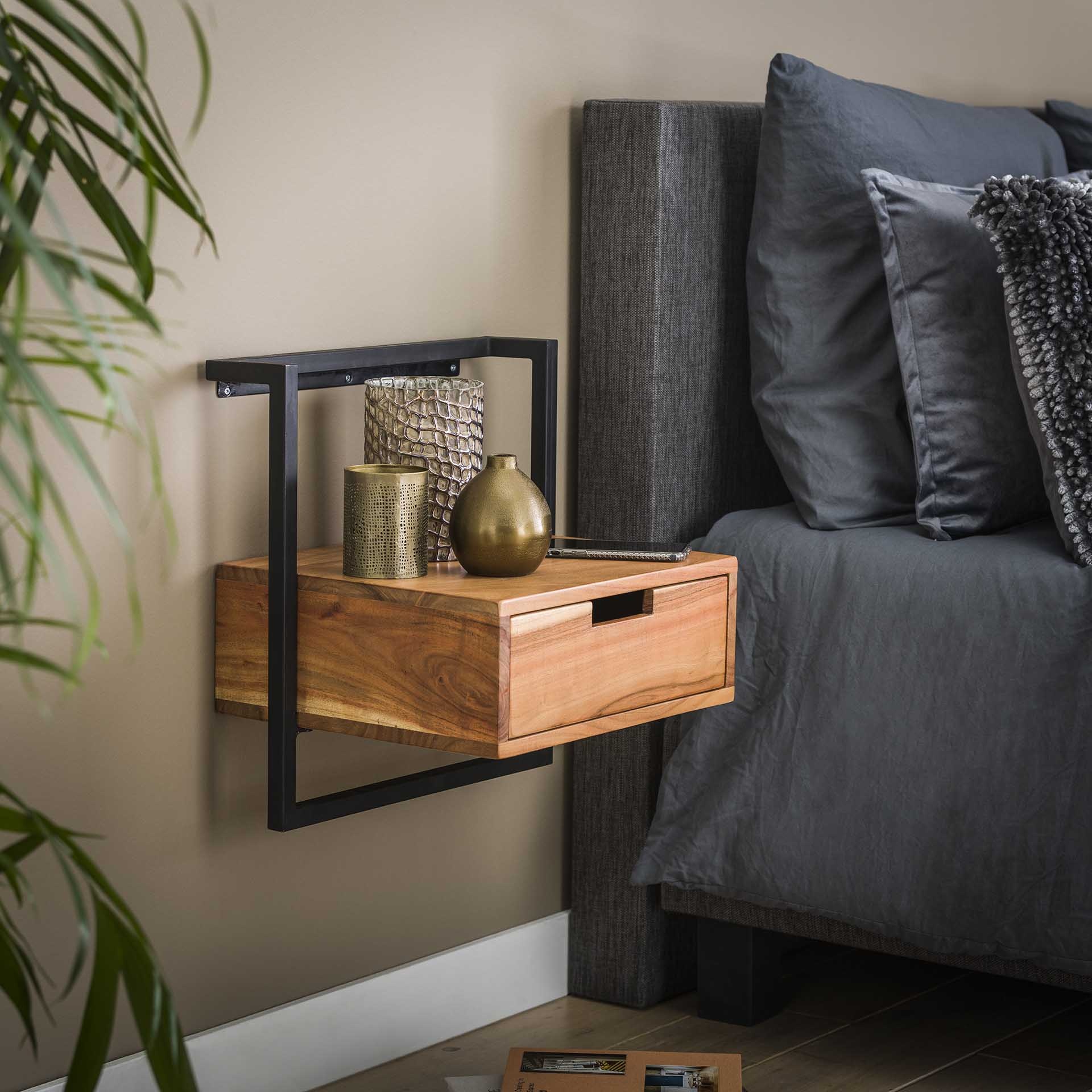 Lt-Luce Bruin Nachtkastje Air Solid Massief Acacia Naturel 1 Lade