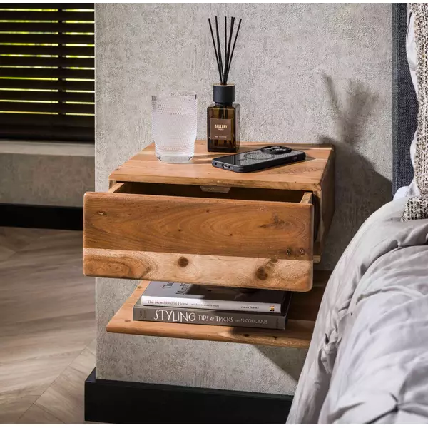 Lt-Luce Nachtkastje Shelve Massief Acacia 1 Lade