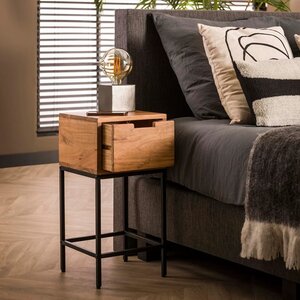 Nachtkastje XS Flat  1 Lade  Massief Acacia Hout 30 x 30 x 60 cm