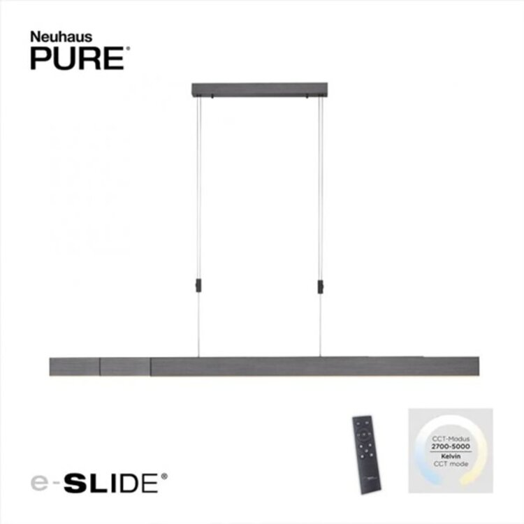 Paul Neuhaus PURE-MOTO e-Slide Hanglamp Grijs L 120-200 cm