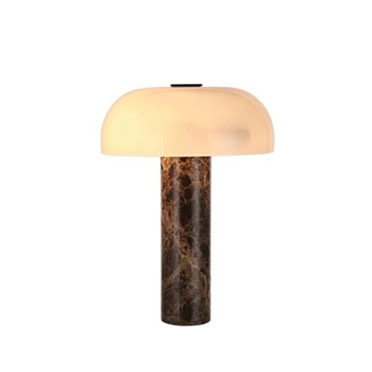 Tafellamp Barbara Marmer - Beige Glas Ø 30cm - 37cm Hoog 2x E14