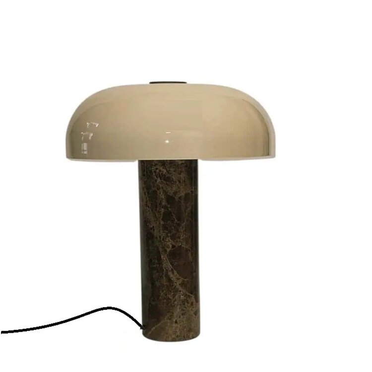 Tafellamp Barbara Marmer - Beige Glas Ø 30cm - 37cm Hoog 2x E14