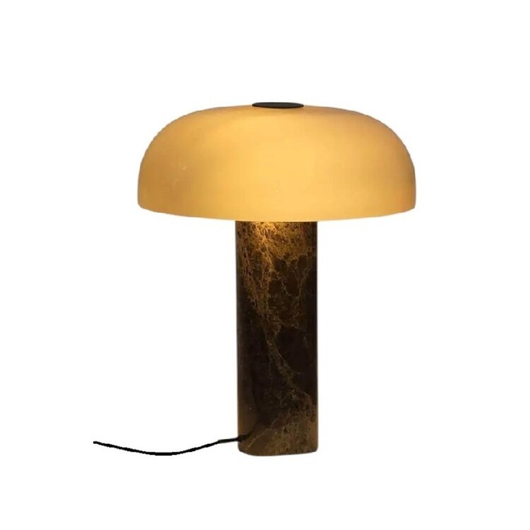 Tafellamp Barbara Marmer - Beige Glas Ø 30cm - 37cm Hoog 2x E14