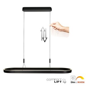Hanglamp Mykty Ovaal Zwart Incl. Comfortlift L 120cm
