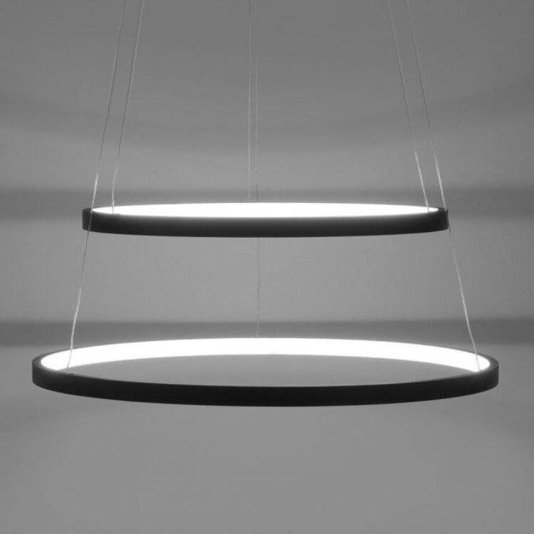 Hanglamp Circle Mat Zwart Led incl. Dimmer 50cm Ø