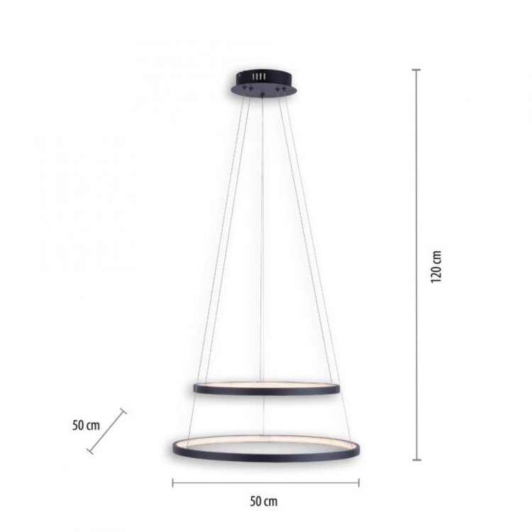 Hanglamp Circle Mat Zwart Led incl. Dimmer 50cm Ø