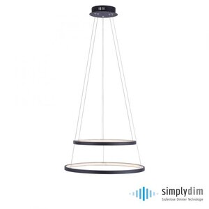 Hanglamp Circle Mat Zwart Led incl. Dimmer 50cm Ø