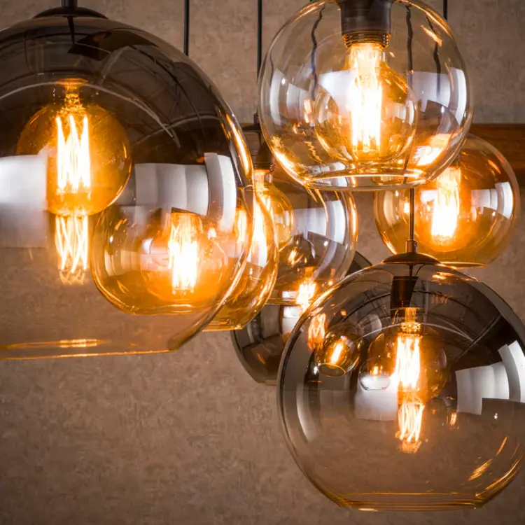 Hanglamp Multi Globe Artic Zwart 4+3 Lichts 130cm