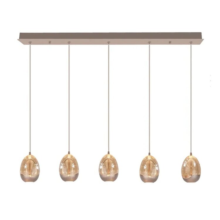 Highlight Hanglamp Champagne Egg 5 Lichts Balk