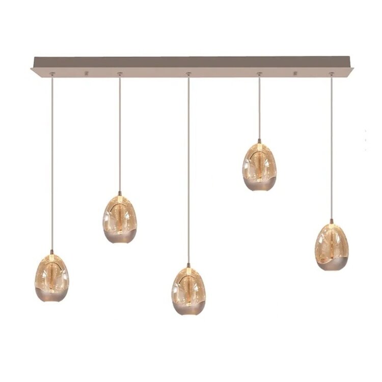 Highlight Hanglamp Champagne Egg 5 Lichts Balk