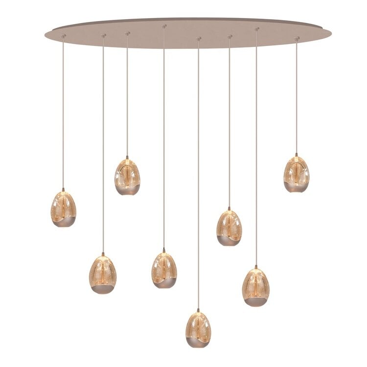 Highlight Hanglamp Champagne Egg 8 Lichts Ovaal
