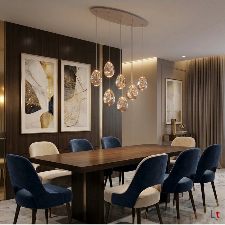 Highlight Hanglamp Champagne Egg 8 Lichts Ovaal