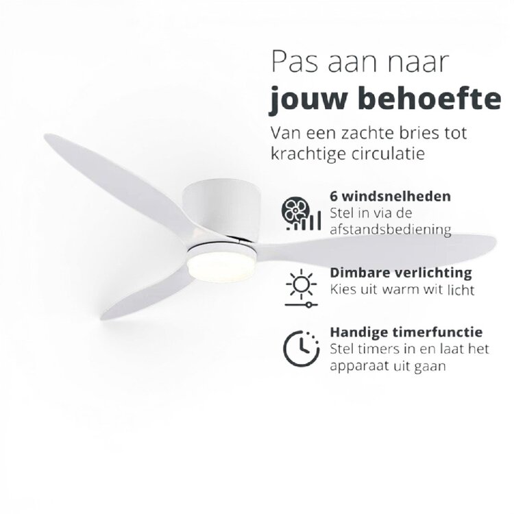 Freelight Plafondventilator Brezza Wit incl. Led 132cm