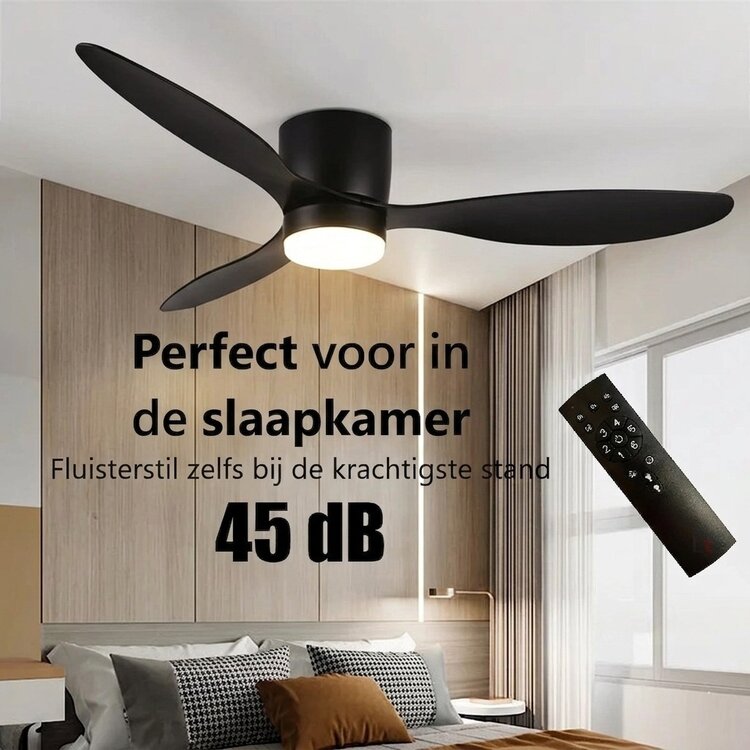 Freelight Plafondventilator Brezza Zwart incl. Led  132cm