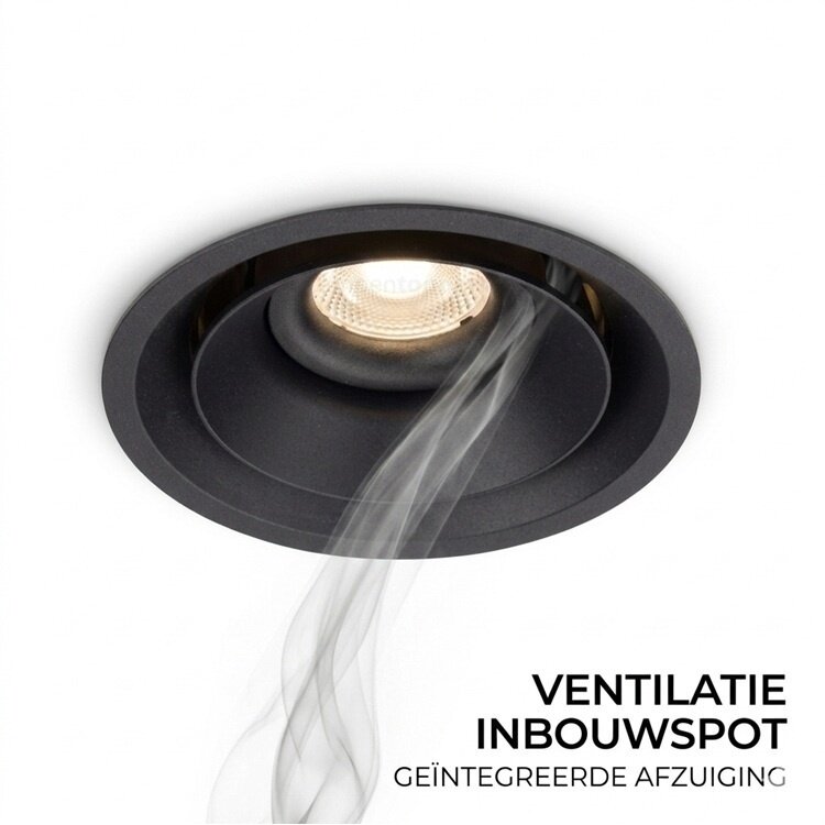 Ventilatie Inbouwspot Nela Zwart 8 Watt  IP54