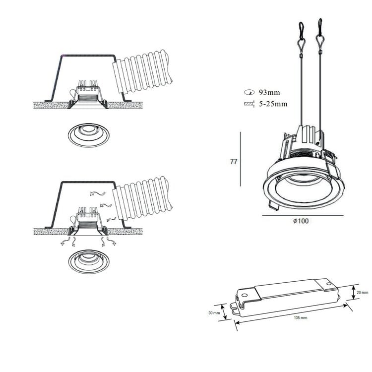 Ventilatie Inbouwspot Nela Wit 7.5 Watt  IP54 incl. Driver