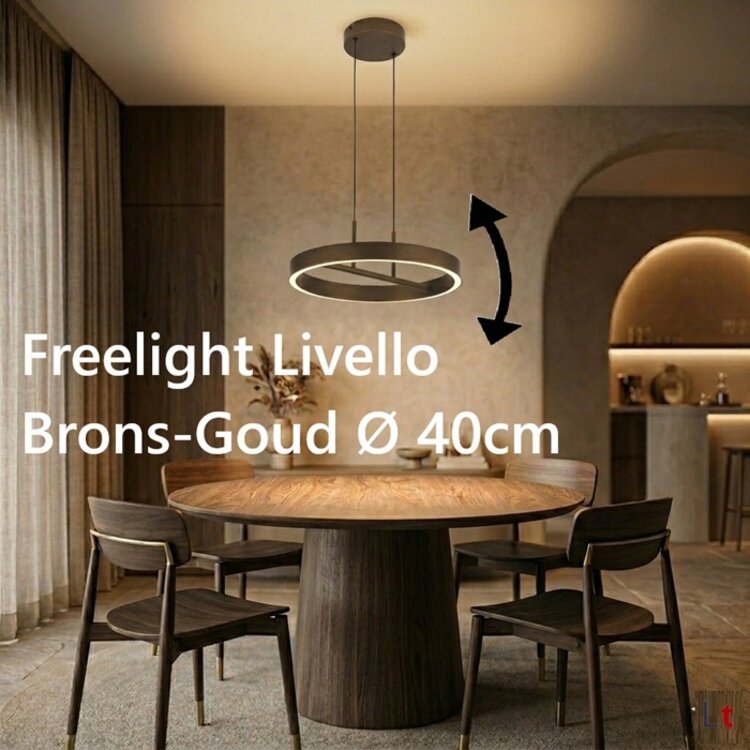 Freelight Hanglamp Livello Brons-Goud Led 32 Watt Ø 40cm