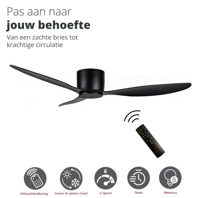 Freelight Plafondventilator Brezza Zwart 132cm