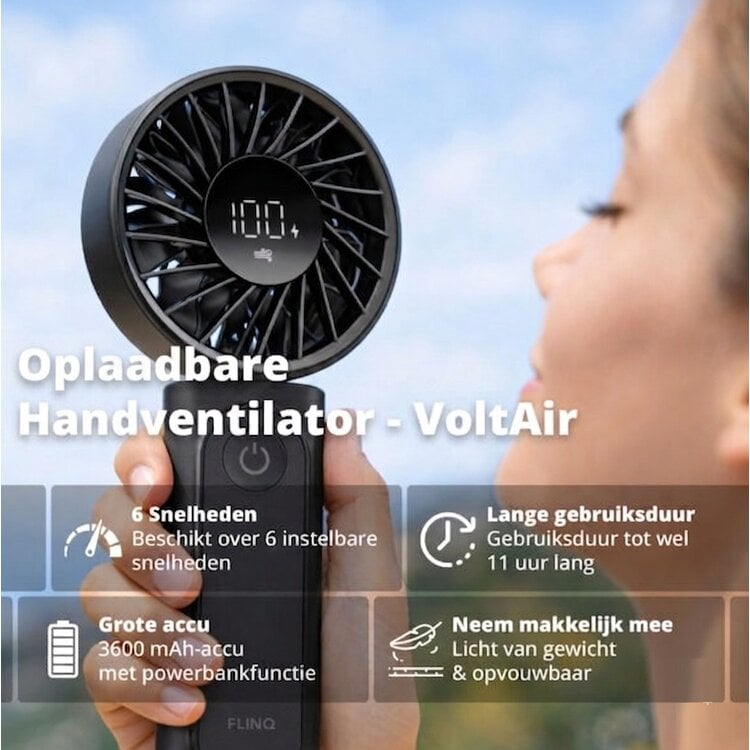 Handventilator - Draagbare Ventilator - Mini Fan Oplaadbaar - Kleine Portable Ventilator met USB - Draadloze Tafelventilator