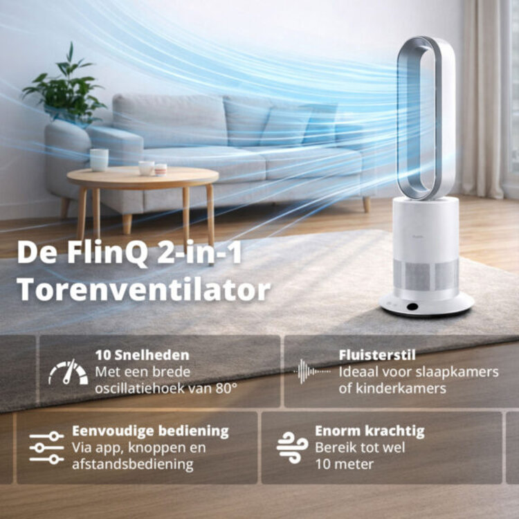 Flinq Smart Ventilator Climate Tower Wit 2 in 1