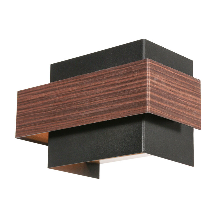 Wandlamp Muro Zwart Houtlook 2 x 3 Watt 3368E