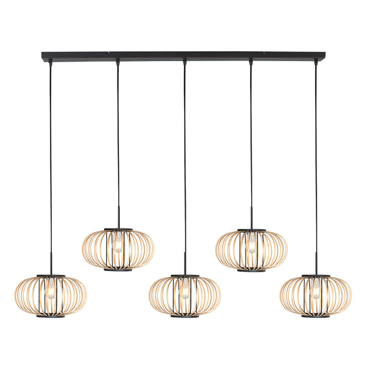 Hanglamp Silvia Bamboe 5 Lichts L 110cm E27 Fitting