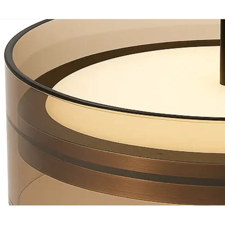 Highlight Hanglamp Enzo Zwart & Brons - Amber Glas Ø 20cm  - 3 Lichts