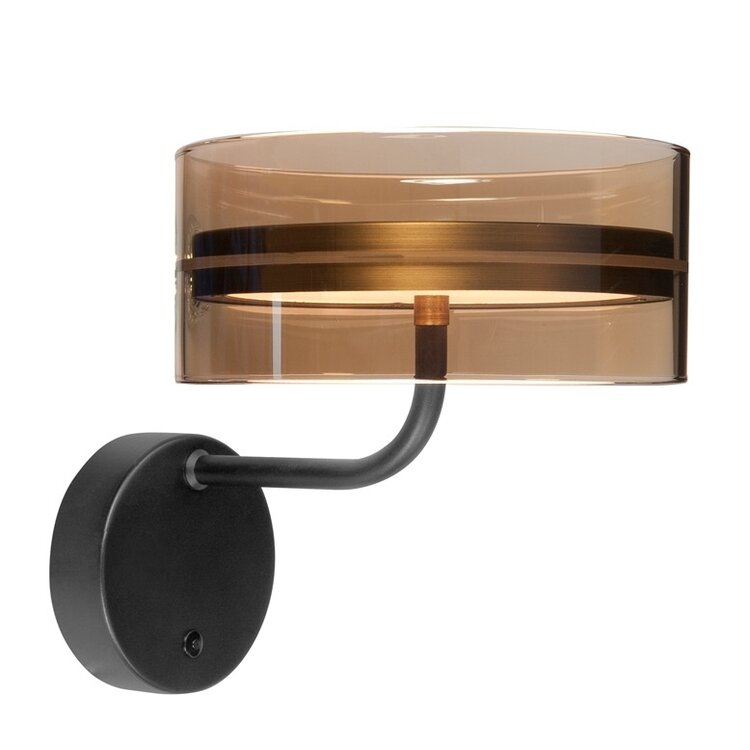Highlight Wandlamp Enzo Zwart & Brons - Amber Glas Ø 20cm