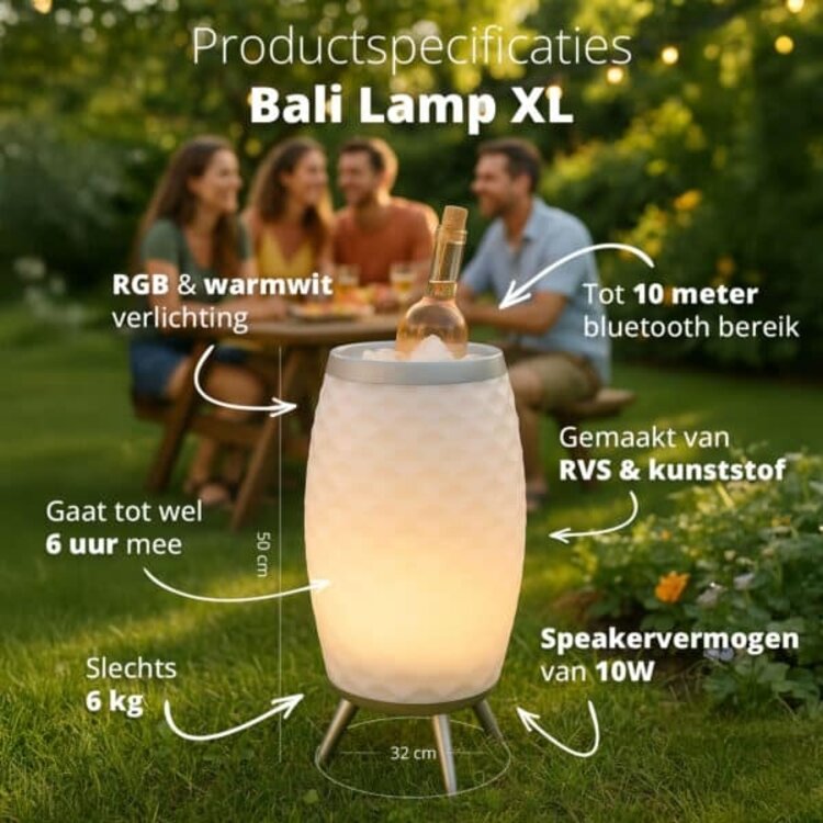 Flinq Draadloze Speakerlamp & Wijnkoeler Bali XL