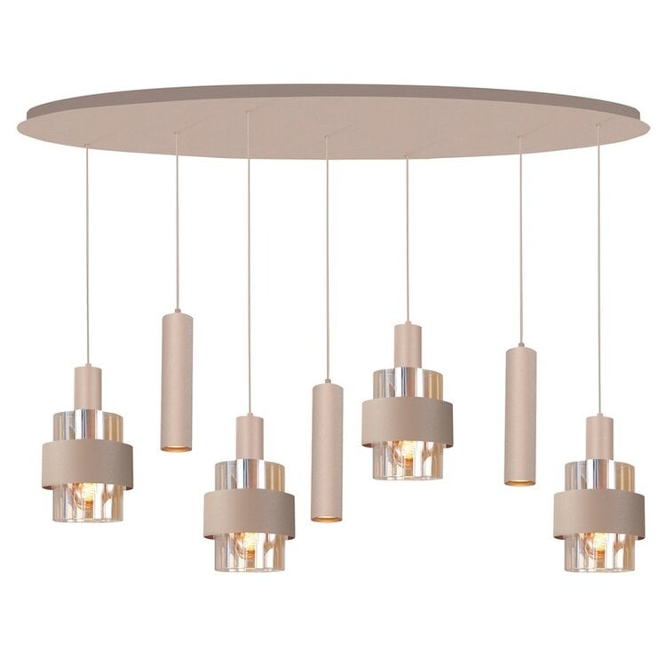 Highlight Hanglamp Marrone Beige/Amber Ovaal 7-lichts