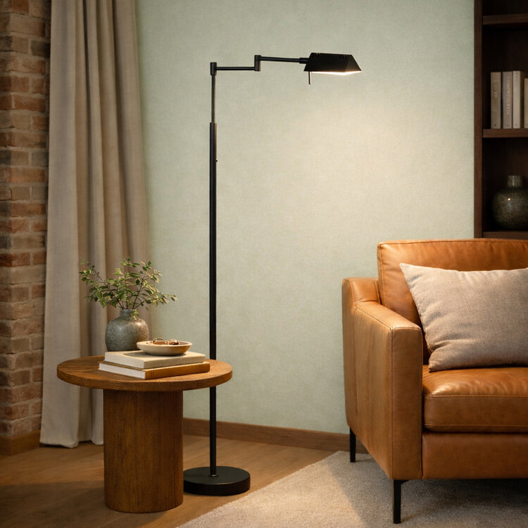 Mexlite Oplaadbare Vloerlamp GlowGo Zwart Verstelbaar incl Accu 4603ZW