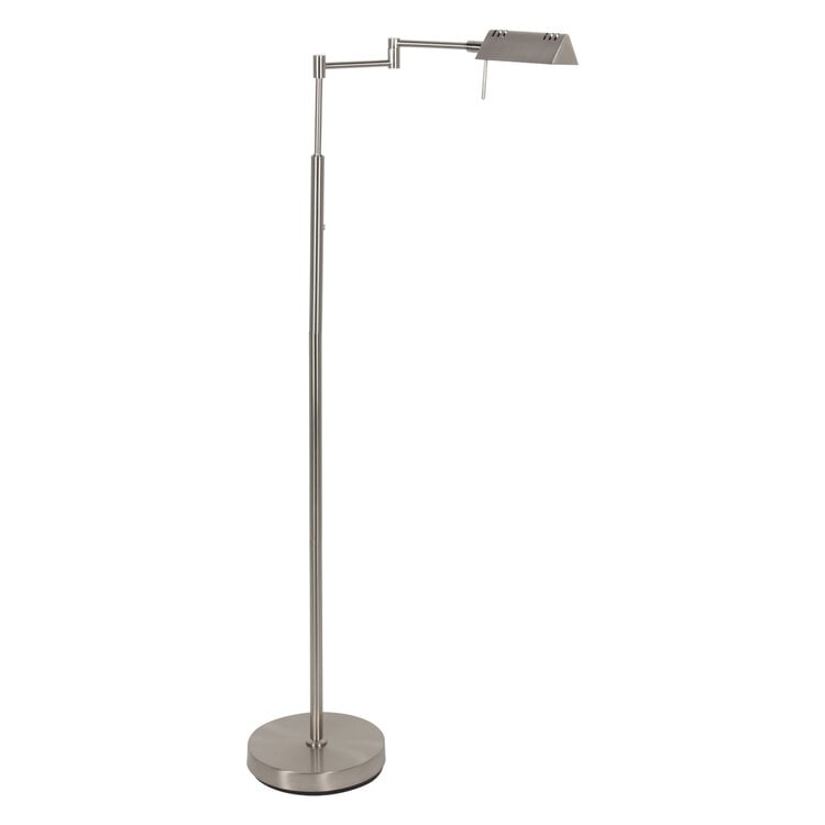 Mexlite Oplaadbare Vloerlamp GlowGo Staal Verstelbaar incl Dimmer 4603ST