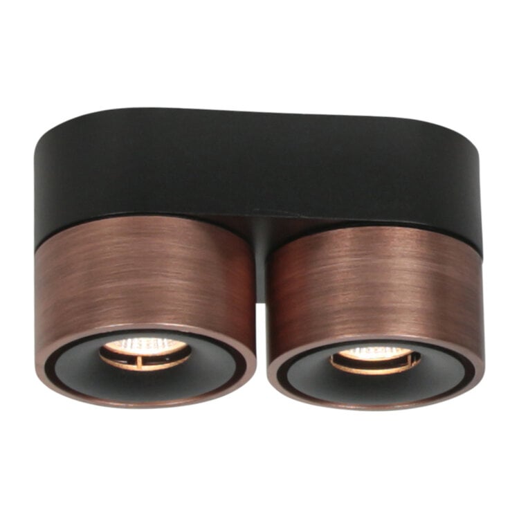 Mexlite Spot Fez Zwart - Brons 2 lichts 8 Watt Dimbaar
