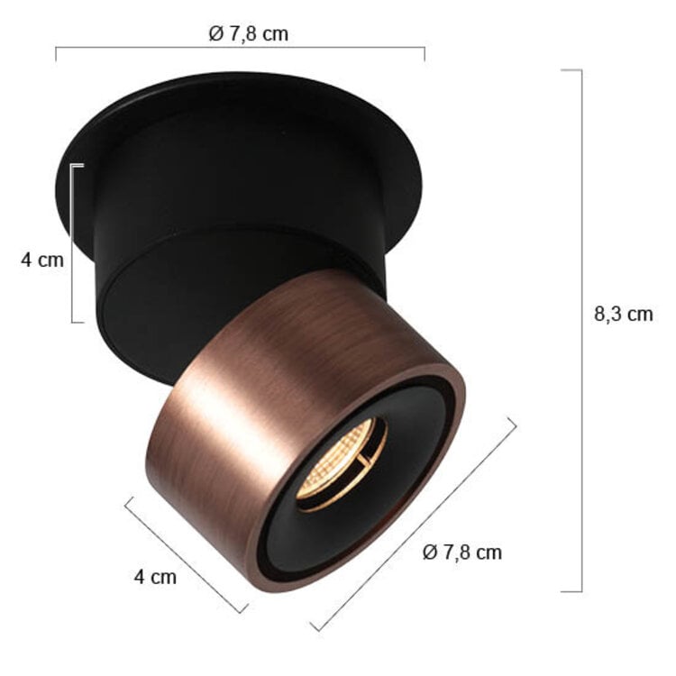 Mexlite Spot Fez Zwart - Brons 1 lichts 8 Watt Dimbaar