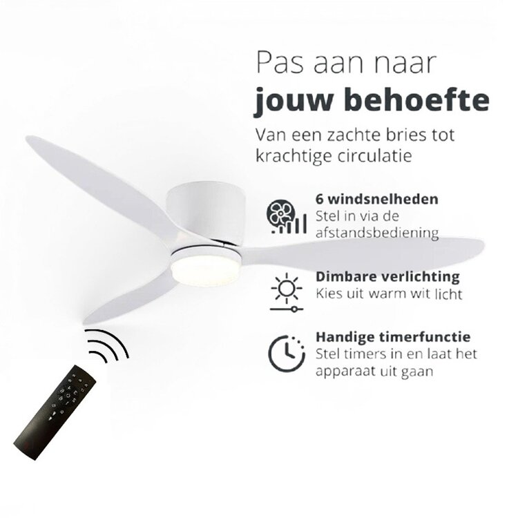 Freelight Plafondventilator Brezza Wit incl. Led 132cm