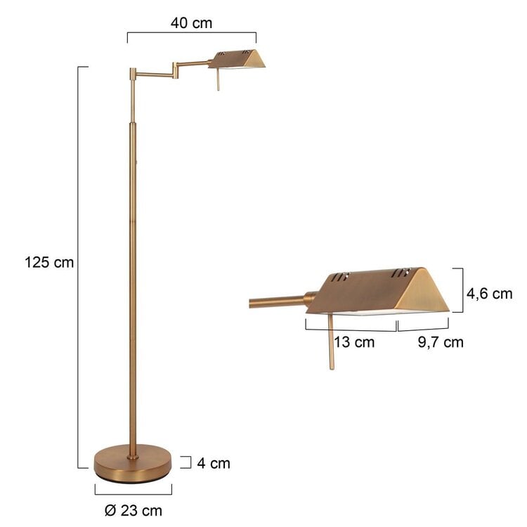 Mexlite Oplaadbare Vloerlamp GlowGo Brons Verstelbaar incl Dimmer 4603BR