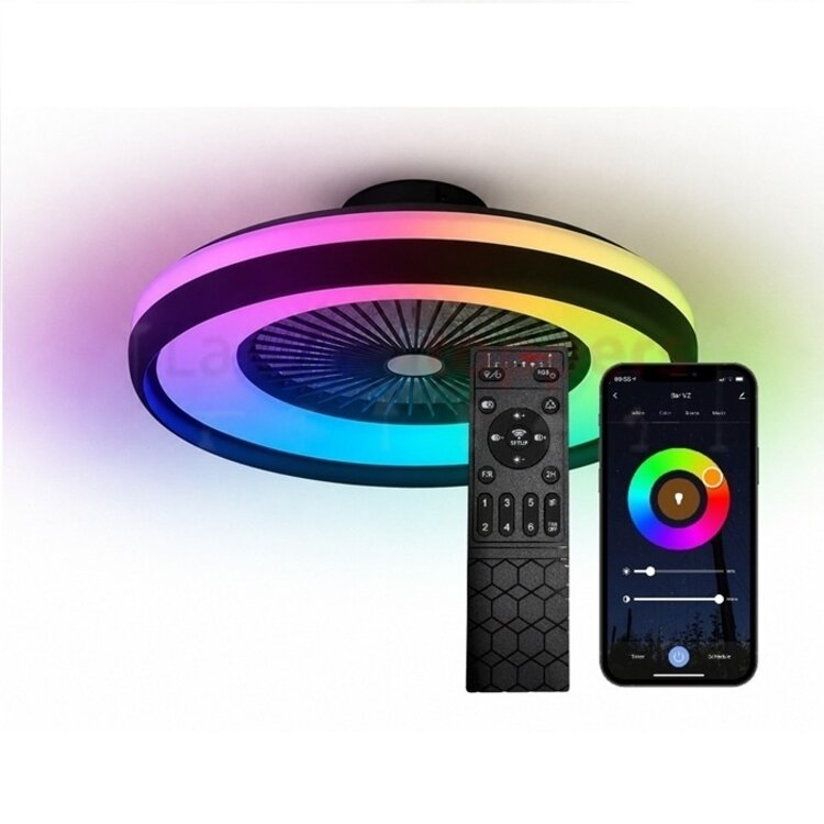 Freelight Plafondventilator Ventola Zwart Ø 60cm incl. Remote & App