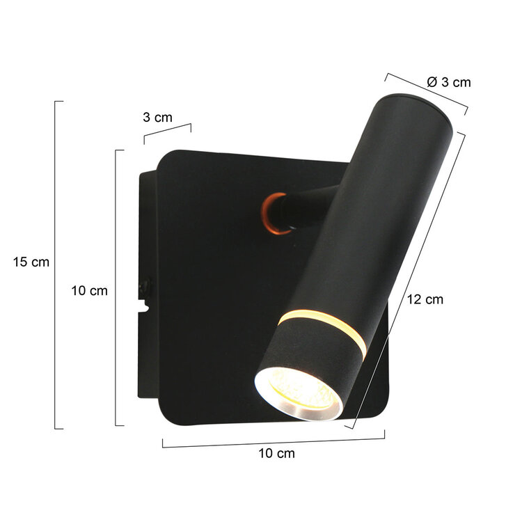 Steinhauer Wandlamp Volari Zwart Dim to Warm 1 Lichts 4712ZW