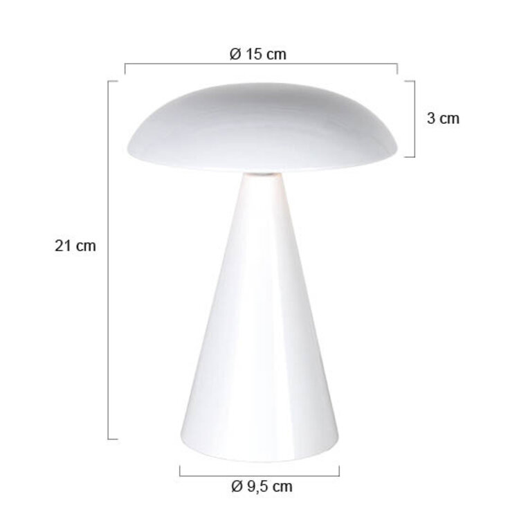 Anne Light Anne Light Oplaadbare Tafellamp Mush Glanzend Wit 3 Watt Ø 15cm