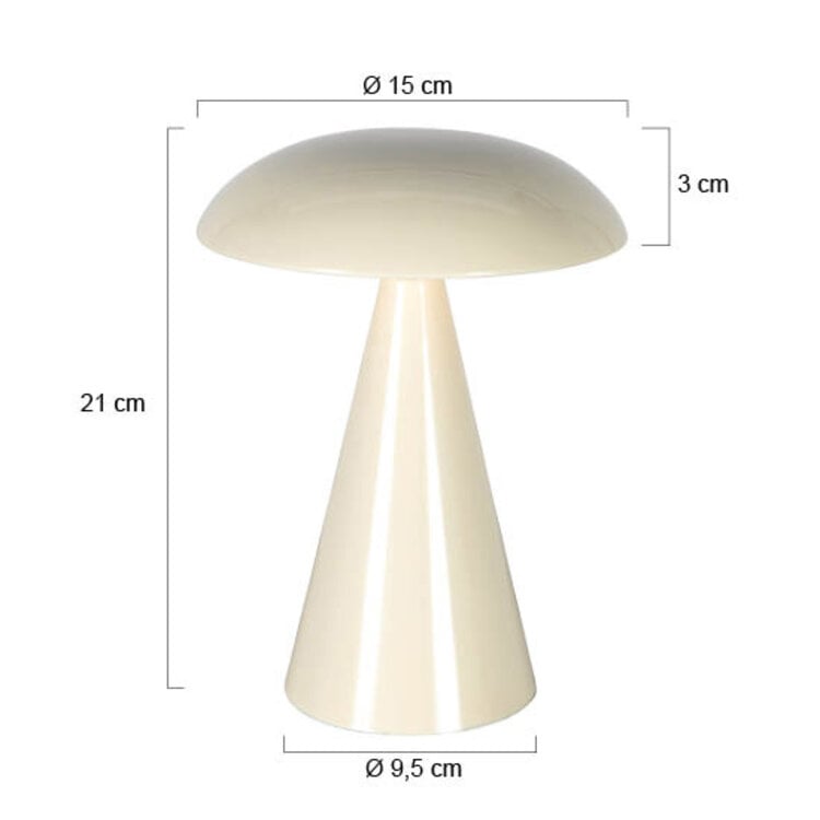 Anne Light Anne Light Oplaadbare Tafellamp Mush Glanzend Crème 3 Watt Ø 15cm