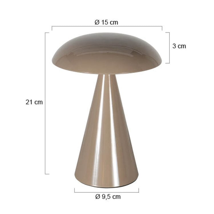 Anne Light Anne Light Oplaadbare Tafellamp Mush Glanzend Bruin 3 Watt Ø 15cm