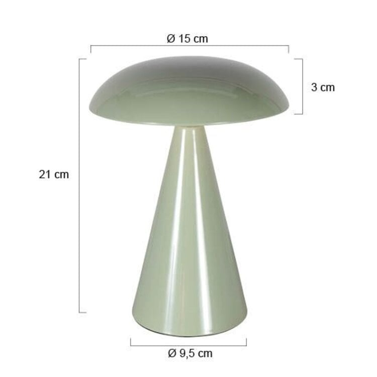 Anne Light Anne Light Oplaadbare Tafellamp Mush Glanzend Groen 3 Watt Ø 15cm
