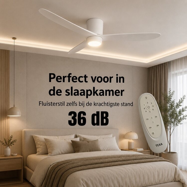 Plafondventilator Aeolus Cetus Eco Wit incl. Lamp & Afstandsbediening Ø 132 CM