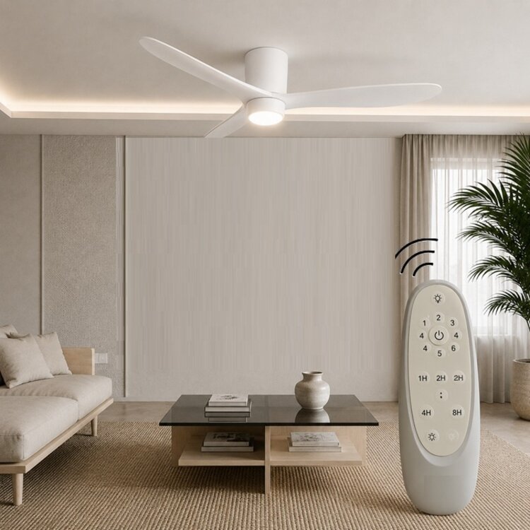Plafondventilator Aeolus Cetus Eco Wit incl. Lamp & Afstandsbediening Ø 132 CM