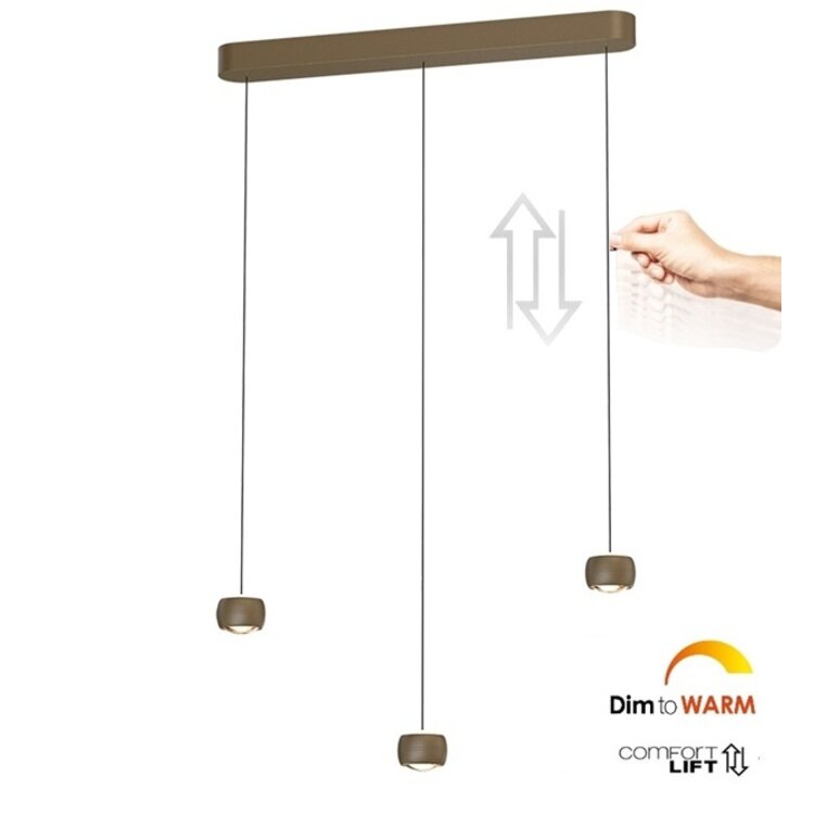 Freelight Hanglamp Cosmo Brons-Goud incl. Comfortlift 3 Lichts L 90cm